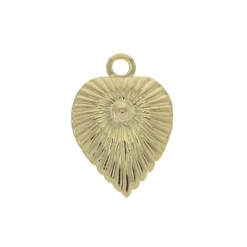 Ciondolo foglia lavorato 11.5x8 mm - dorato all'oro fino x1