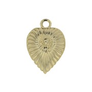 Ciondolo foglia lavorato 11.5x8 mm - dorato all'oro fino x1