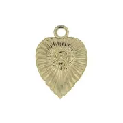 Ciondolo foglia lavorato 11.5x8 mm - dorato all'oro fino x1