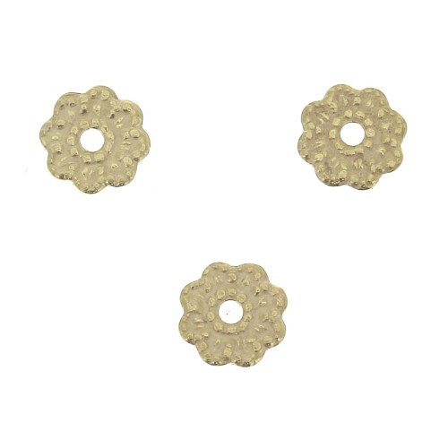 Perle rondelle fiore 4.5 mm - dorato all'oro fino x4
