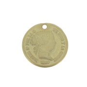 Charm con moneta da 13 mm - Dorato con oro fino satinato x1