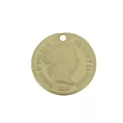 Charm con moneta da 13 mm - Dorato con oro fino satinato x1