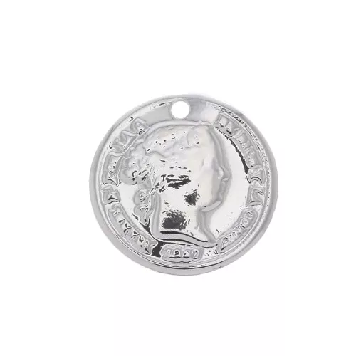 Ciondolo moneta 13 mm - Placcatura argento fino x1