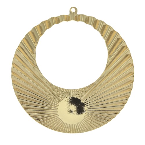 Pendente creole rotondo effetto pieghe 48x45 mm per cabochon 10mm - Dorato x1