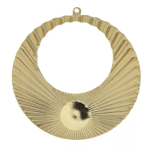 Pendente creole rotondo effetto pieghe 48x45 mm per cabochon 10mm - Dorato x1