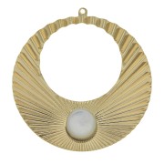 Pendente creole rotondo effetto pieghe 48x45 mm per cabochon 10mm  - Dorato x1