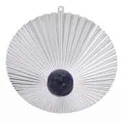 Pendente rotondo effetto pieghe 48x45 mm per cabochon 10 mm - Placcatura argento finox1
