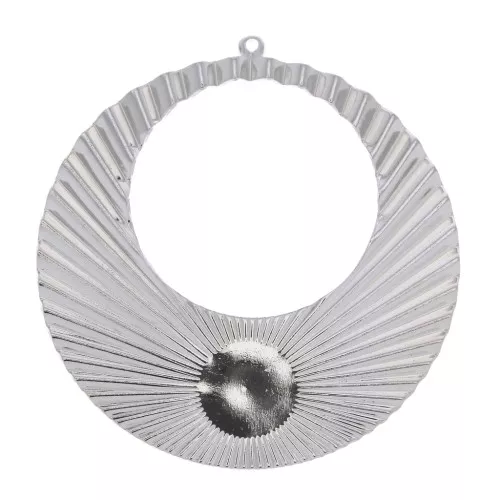Pendente creole rotondo effetto pieghe 48x45 mm per cabochon 10 mm - Placcatura argento finox1