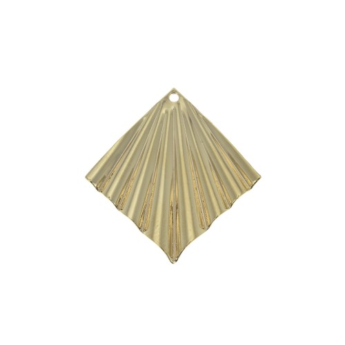 Pendente rombo effe pieghe 28x27 mm - dorato all'oro fino x1