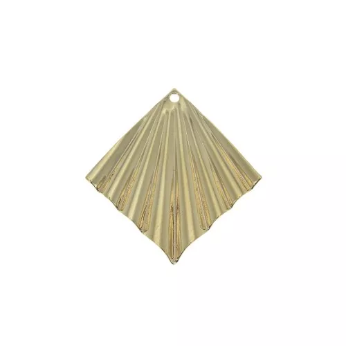Pendente rombo effe pieghe 28x27 mm - dorato all'oro fino x1