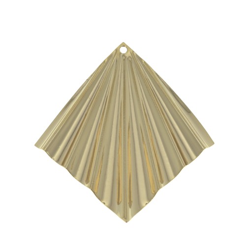 Pendente rombo effetto pieghe 42x39 mm - dorato all'oro fino x1
