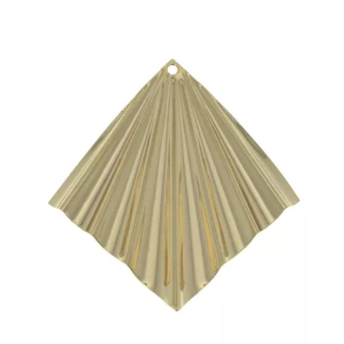 Pendente rombo effetto pieghe 42x39 mm - dorato all'oro fino x1