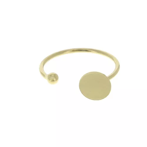 Anello regolabile con piatto per cabochon fondo piatto 8 mm-dorato all'oro fino x1