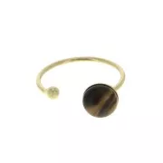 Anello regolabile con piatto per cabochon fondo piatto 8 mm-dorato all'oro fino x1