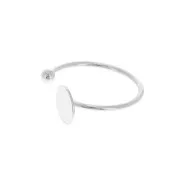 Anello regolabile con piatto per cabochon fondo piatto 8 mm-Placcatura argento finox1