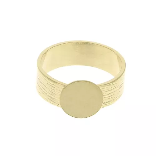 Anello striato regolabile con piatto per cabochon 10 mm - dorato all'oro fino x1