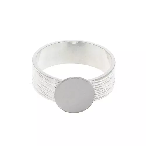 Anello striato regolabile con piatto per cabochon 10 mm - Placcatura argento finox1