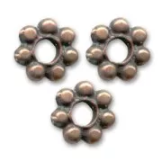 Perle rondelle fiore 6 mm - Rame invecchiato x10