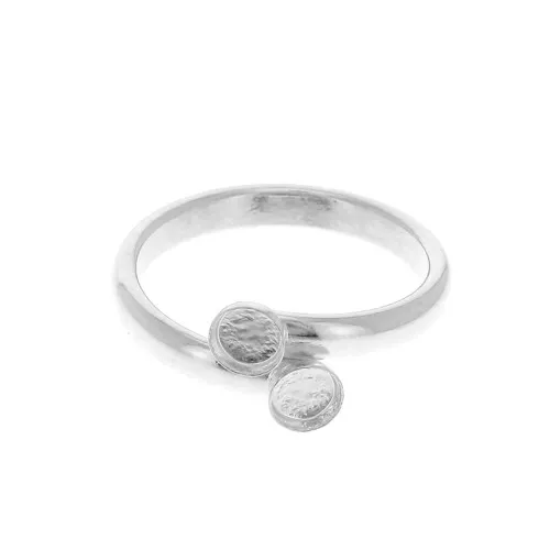 Anello regolabile doppio incastonato per cabochon a fondo piatto 4 mm-Placcatura argento finox1