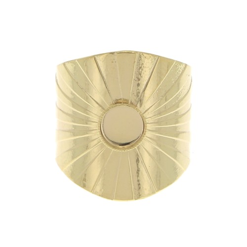 Anello large regolabile incastonato per cabochon a fondo piatto 6 mm - dorato all'oro fino x1