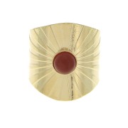 Anello large regolabile incastonato per cabochon a fondo piatto 6 mm - dorato all'oro fino x1