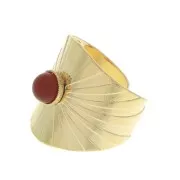 Anello large regolabile incastonato per cabochon a fondo piatto 6 mm - dorato all'oro fino x1