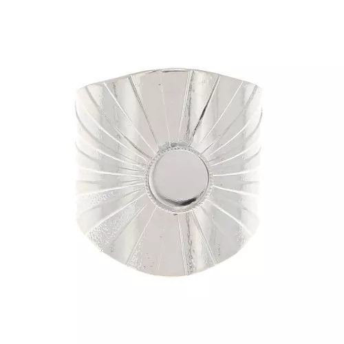 Anello largo regolabile incastonato per cabochon fondo piatto 6 mm - Placcatura argento finox1