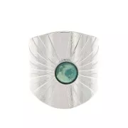 Anello largo regolabile incastonato per cabochon fondo piatto 6 mm - Placcatura argento finox1