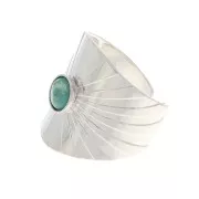 Anello largo regolabile incastonato per cabochon fondo piatto 6 mm - Placcatura argento finox1