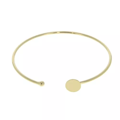 Bracciale giunco fino per cabochon fond piatto 8 mm - Placcato oro 3 micron x1