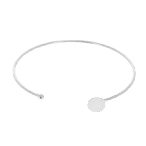 Bracciale giunco fino per cabochon fondo piatto 8 mm - Placcatura argento fino x1