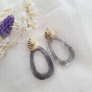 Orecchini perno 17,5x15,5 mm con cerchio aperto - Dorato x2