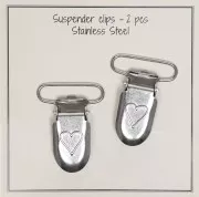 Kit di 2 clip rimovibili portaciuccio/bretella 38 mm - Acciaio inossidabile