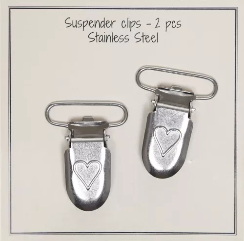 Kit di 2 clip rimovibili portaciuccio/bretella 38 mm - Acciaio inossidabile