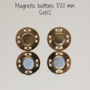 Kit di 2 bottoni magnetici da cucire 20 mm - dorato