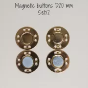 Kit di 2 bottoni magnetici da cucire 20 mm - dorato