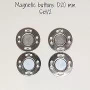 Kit di 2 bottoni magnetici da cucire 20 mm - Argentato