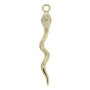 Pendente serpente con 2 Ossido di zirconio 28x3.3 mm Dorato con oro fino x1