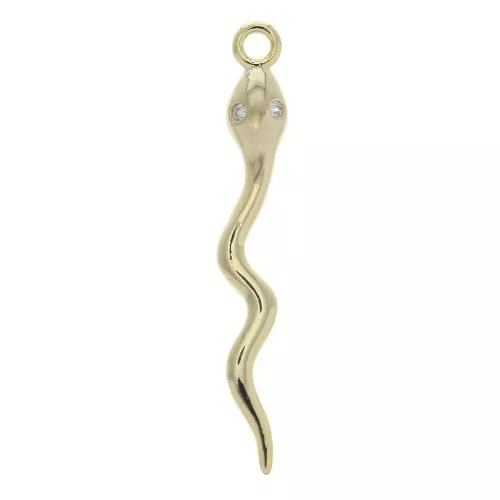 Pendente serpente con 2 Ossido di zirconio 28x3.3 mm Dorato con oro fino x1