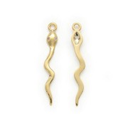Pendente serpente con 2 Ossido di zirconio 28x3.3 mm Dorato con oro fino x1