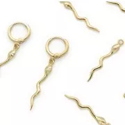 Pendente serpente con 2 Ossido di zirconio 28x3.3 mm Dorato con oro fino x1