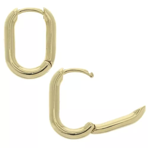 Orecchini a cerchio ovali da decorare 14x10 mm - dorato x2