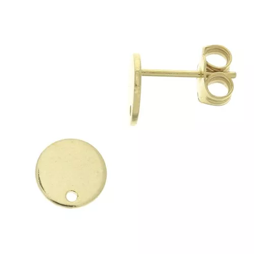 Chiodi di orecchie rotondo con foro 8 mm - dorato con oro fino x2
