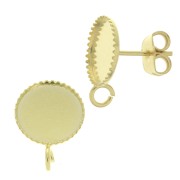 Chiodi di orecchie rotondo portacabochon 10mm  - dorato con oro fino x2