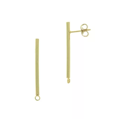 Chiodi di orecchie barra con anello chiuso 23x2 mm - dorato con oro fino x2