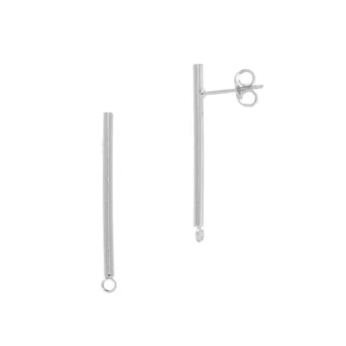 Chiodi di orecchie barra con anello chiuso 23x2 mm - Rodiato x2