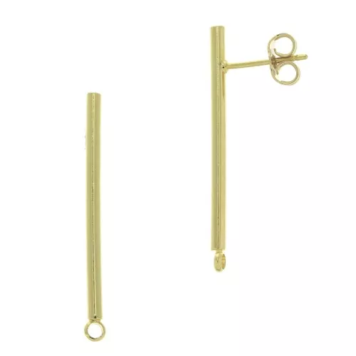 Chiodi di orecchie barra con anello chiuso 33x2 mm - dorato con oro fino x2