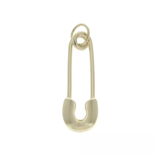 Pendente spilla da balia con anello chiuso - 25x8 mm Placcato oro 3 micron x1