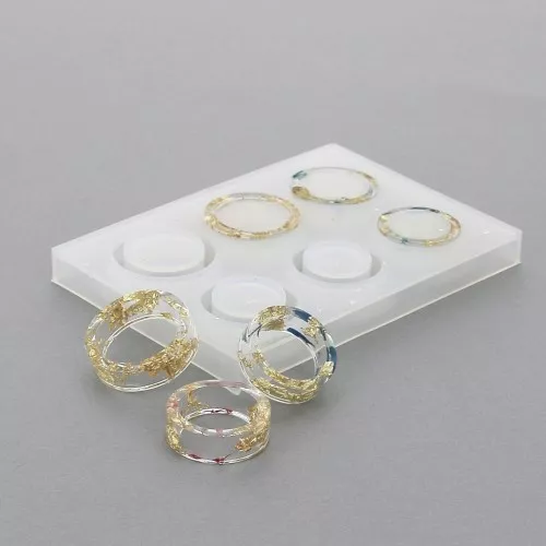 Stampo silicone per realizzare 6 anelli larghi e lisci in resina x1