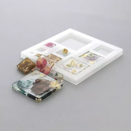 Stampo silicone per realizzare 10 quadrati in resina x1